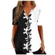 thumbnail image 2 of Puntoco 2024, tops a la moda de verano para mujer, blusas informales holgadas con estampado de cuello en V de verano para mujer, blusas con botones y cuello en V de manga corta, tops, 2 of 5