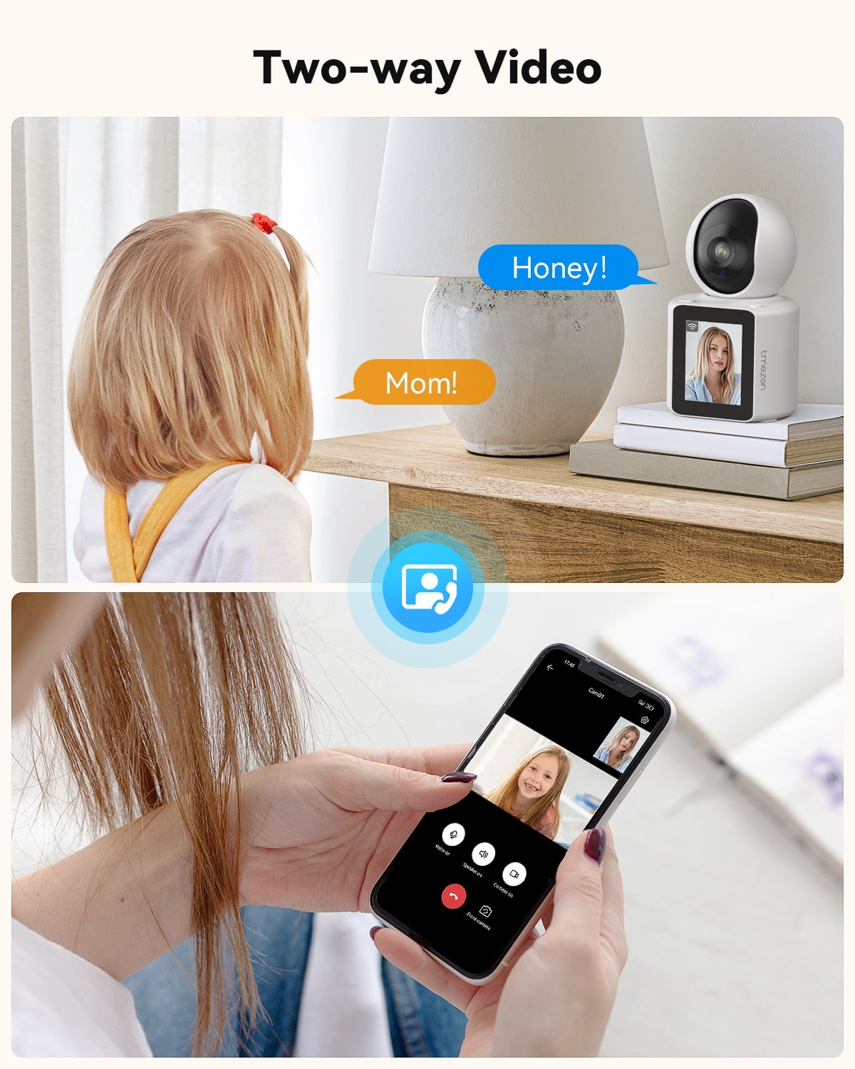 TMEZON Video Pet Dog Camera, Two-Way Wireless Security Camera with 1080P Indoor Monitoring