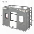 thumbnail image 6 of Twin Size House Loft Bed With Ladder in Gray - Sturdy Pine Wood Construction, 6 of 15