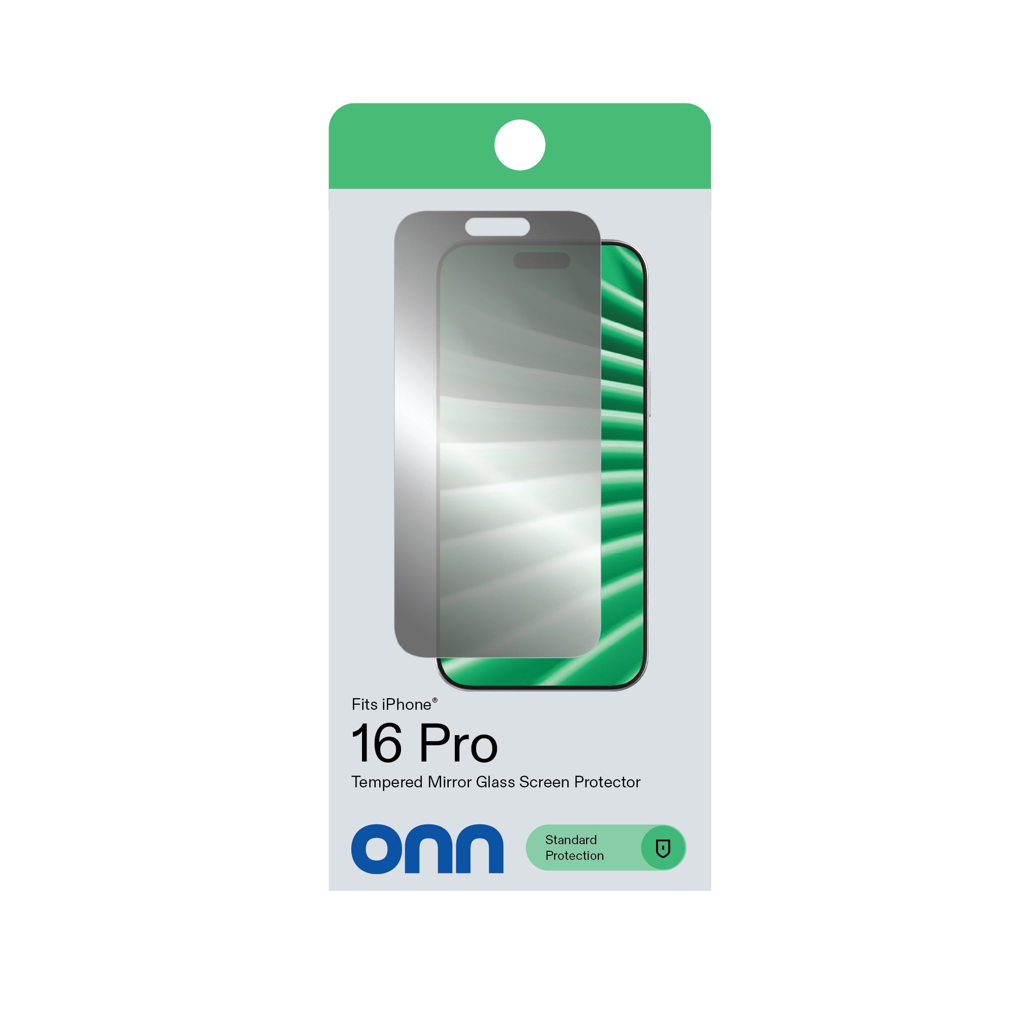 onn Mirror Glass Screen Protector for iPhone 16 Pro - Mirror Finish