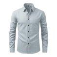 thumbnail image 2 of Men's Long Sleeve Button Down Shirts Lightweight Business Casual Tops Dressy Solid Work Tshirts with Pocket Light Blue XL, 2 of 7