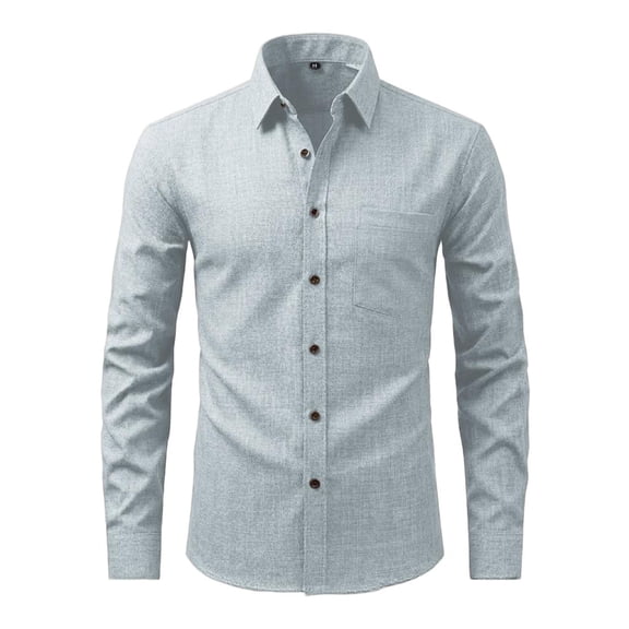 LODIENY Men's Lightweight Long Sleeve Shirts Button Down Business Casual Regular Slim Fit Dress Tops Collared Solid Color Tees with Pocket Light Blue XXXL
