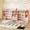 thumbnail image 4 of Costway Rangement de Jouets pour Enfants et Bibliothèque avec 8 Boîtes, Étagères Ouvertes et 2 Armoires à Porte Simple Rose, 4 of 10
