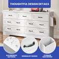 thumbnail image 5 of ModFusion 7 Drawer Dresser with Antique Handles & USB Power Outlet, Organizer Bag Wood Storage Cabinet Chest of for Living Room, Entryway, Hallway, White, 5 of 9