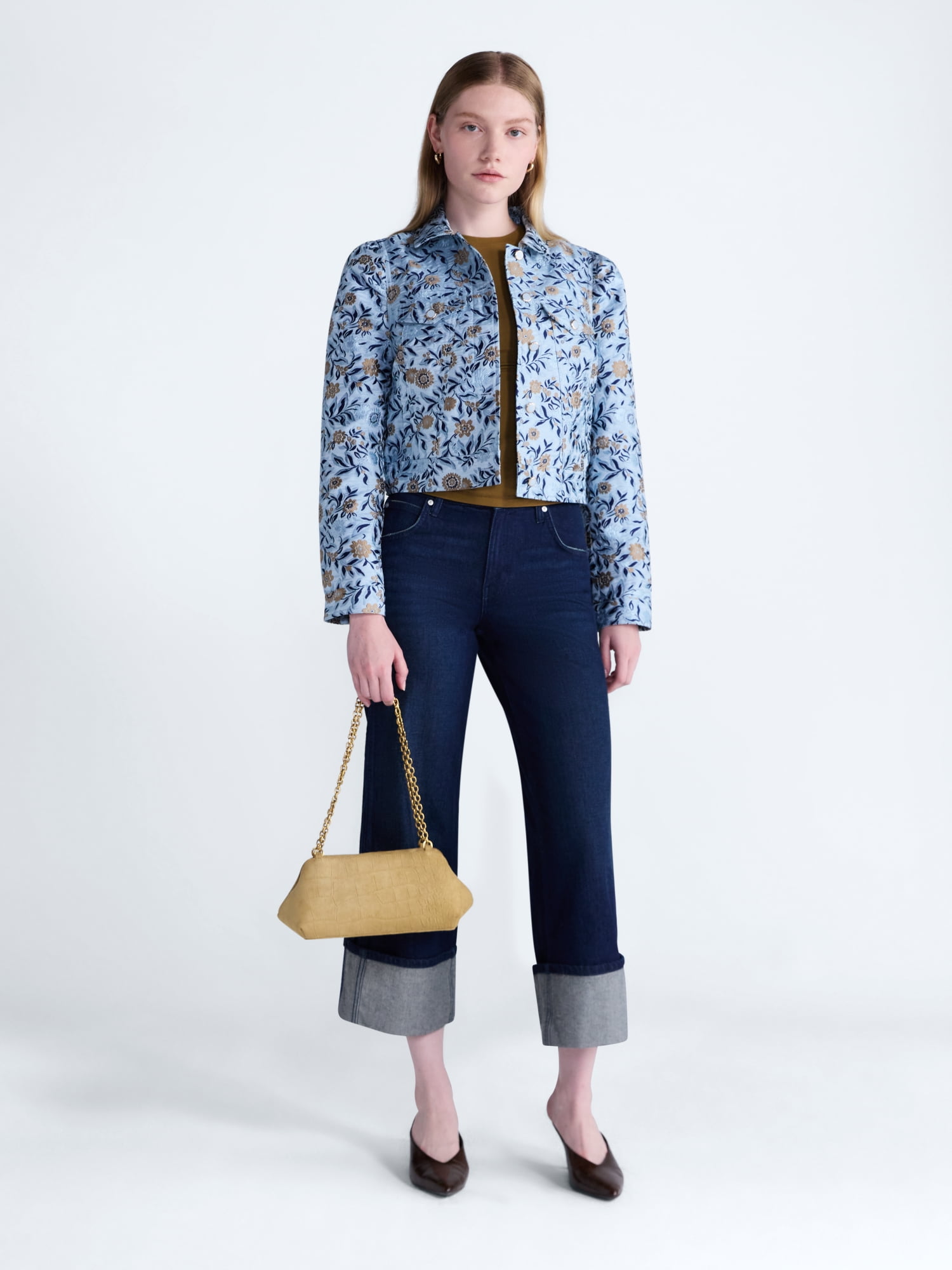 Scoop Women’s and Women's Plus Cropped Trucker Jacket with Puff Sleeves, Sizes XS-4X