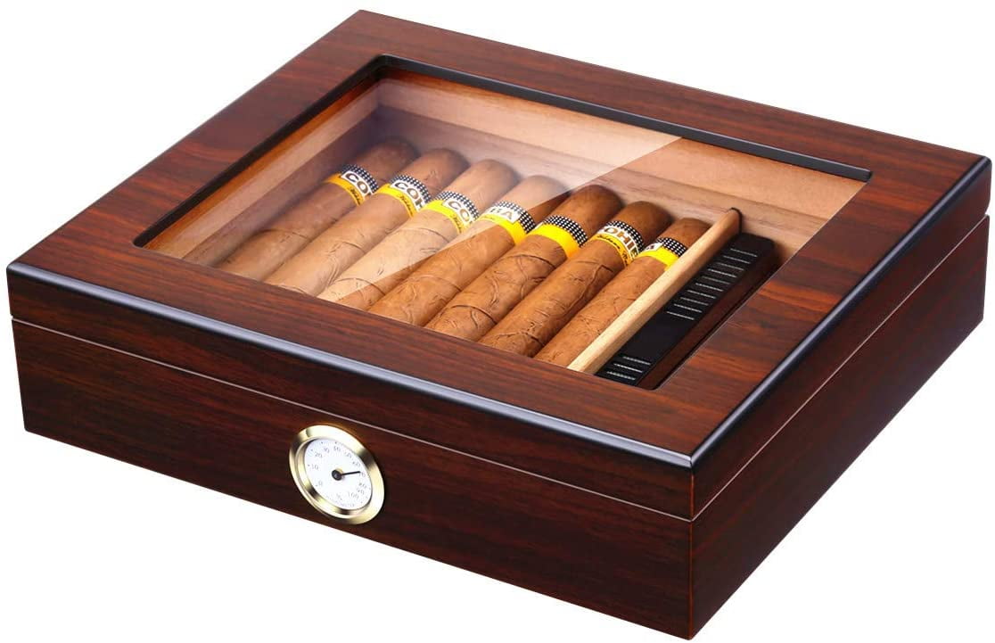 Cigar Holder Humidor Leather Handmade Storage Wooden Desktop Box 