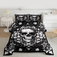 thumbnail image 2 of jejeloiu Rustic Flowers Queen Comforter Set,Gothic Skeleton Bedding Sets,Whiteblack Bedding Comforter Set For Boys Kids,Ultra Soft Home Decor Reversible,3 Pieces, 2 of 8