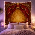 thumbnail image 2 of Holiday Stage Within Red Curtains and Golden Sunburst, Dramatic Vintage for Theater Fans, Pageant Wall Art, Christmas Gift, Tapestry Wall Hanging for Living Room and Studio, 2 of 7