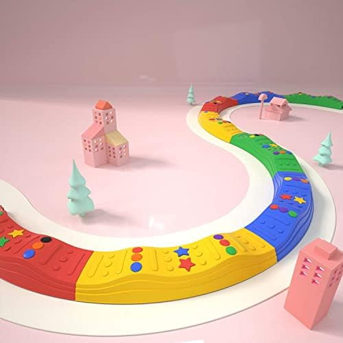 Kids Balance Beam Stepping Stones for Kids Max Load Indoor or Outdoor Non-Slip Textured Surface & Rubber Pads Bottom Toddler Promote Agility Coordination Sensory Five Star Pattern