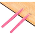 thumbnail image 5 of Pinzas para decoración de uñas, 2 piezas, pinzas de punta recta y curva, pinzas puntiagudas para pestañas postizas, 5 of 5