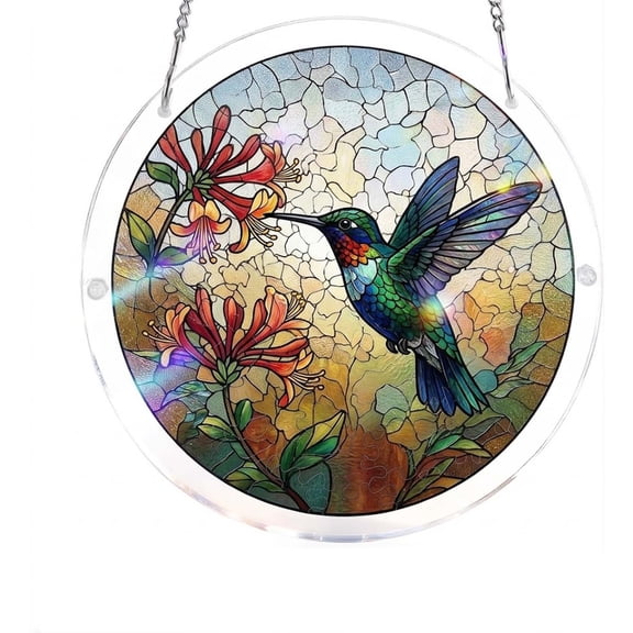 Acrylic Jigsaw Puzzle Suncatcher, 83 Pieces Sun Catcher Stained Glass Acrylic Puzzle Decoration for Women Men Mom Birthday Gift Home Decor (Hummingbird)