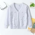 thumbnail image 2 of KEXE Navy Blue Sweater For Girls Toddler Cardigan Girls' Cardigans Sweater School Uniforms Cotton Long Sleeve Lightweight Outerwear White 7-8 Years, 2 of 7