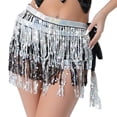 thumbnail image 3 of Women Belly Dance Skirt Dress Hip Scarf for Rumba Stage Performance Ballroom Black, 3 of 7