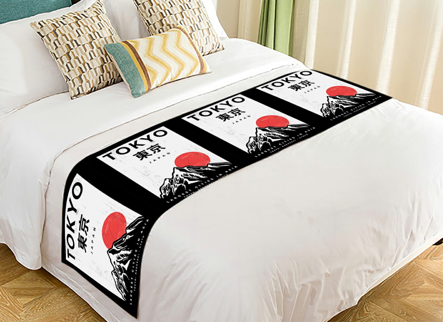 ABPHQTO The Theme Of Japan Tokyo Bed Runner Bedding Scarf Bed