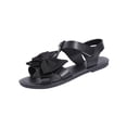 thumbnail image 1 of Black Ladies Comfort Spring Sandals Bow Detail Open Toe Flat Soft Sole Round Toe Hook And Loop Pu Shoes Casual, 1 of 9