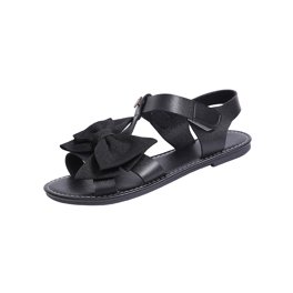 Sandales Orthopédiques Femme Bohême Bout Ouvert - Plateforme Confortable Respirante Motif Fleur Noir