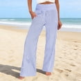 thumbnail image 2 of XIAOCHA Womens Striped Pants High Waist Elastic Waist Wide Leg Soft Summer Trousers,Blue, 2 of 4