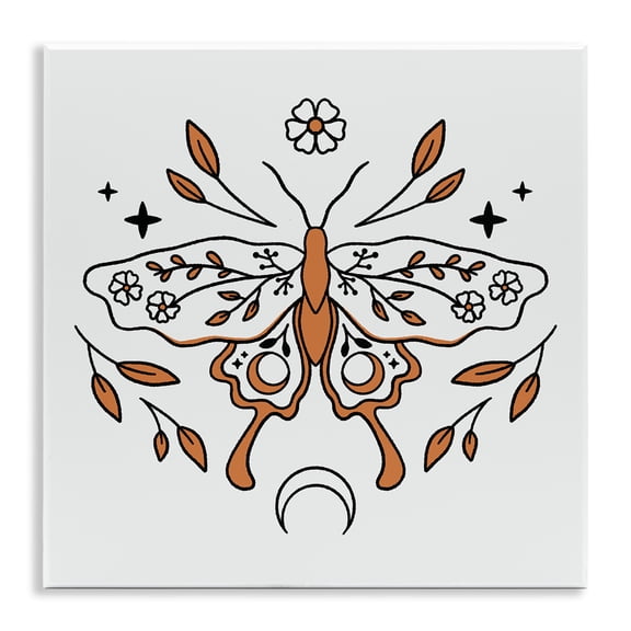 Stupell Industries Celestial Floral Moth Animals Painting Unframed Art Print Wall Art, 12 x 12