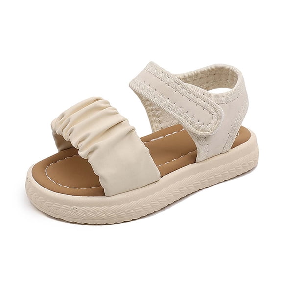 Toddler Sandals Girl Girls Breathable Open Toe Flat Sandals with Soft Sole Lightweight Beach Style Summer Shoes for Kids Beige 12 Months-18 Months