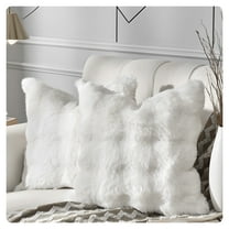 AUQ White Throw Pillow Covers 18x18 Set of 2,Soft Decorative Fluffy Striped Sofa Pillow Covers,Home Decor for Living Room Couch Bed