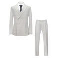 thumbnail image 3 of i.Finelong Men's White Pinstripe Double - Breasted Two - Piece Suit, Suitable for Business and Other Formal Occasions, 3 of 6