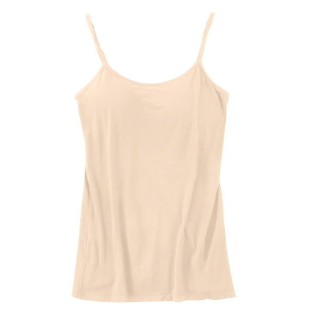 Camiseta interior ajustable de algodón y spandex para mujer con sujetador incorporado - Camiseta interior elástica suave, para todas las estaciones, lavable a máquina