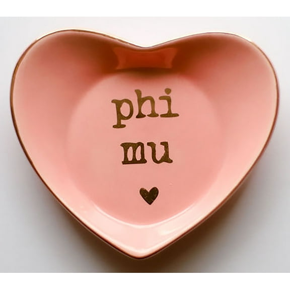Phi Mu Jewelry Dish - Heart-Shaped High-gloss finish Ceramic tray