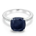 thumbnail image 2 of Gem Stone King 4.72 Ct Cushion Blue Sapphire 925 Sterling Silver Ring, 2 of 5