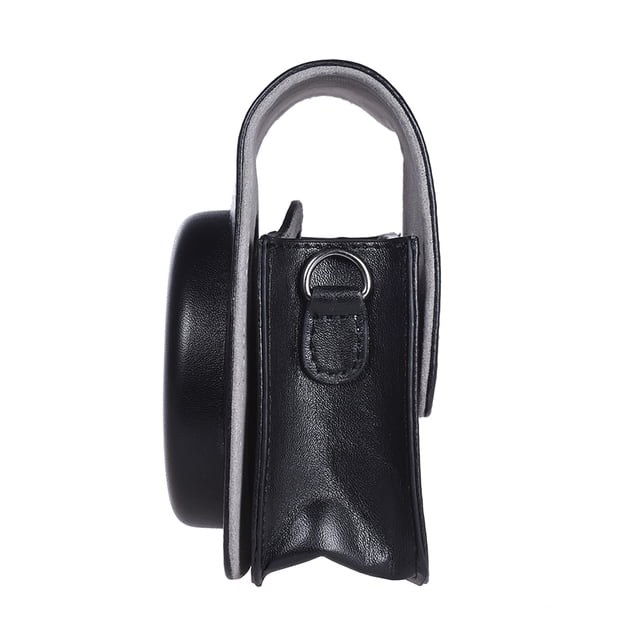 Vintage Water-Resistant PU Camera Case for Fujifilm Instax Mini 90 - Black Protective Cover with Soft Inner Lining, Snap-On Button Closure, and Detachable Shoulder Strap for Easy Carrying, Allowing