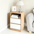 thumbnail image 3 of IVV Modern Minimalist 2-Drawer Bedside Table, Two-Tone Storage Nightstand with Open Shelf, Easy Assembly (Oak+White), 3 of 10