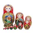 thumbnail image 1 of TISHITA 10 Pcs Poupées Russes Gigognes Jouets Éducatifs Traditionnels Poupée Matriochka Rouge, 1 of 8