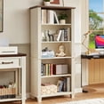 thumbnail image 6 of LELELINKY 70" White 5-Tier Wood Bookshelf with Adjustable Shelves, Freestanding Farmhouse Bookcase, Vintage Display Storage for Classroom, Office, 6 of 9