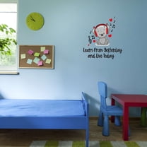 Teady Bear Music Head Phones Learn From Yesterday Live Today Girls Love Beautiful Crown Prince Unicorns Royalty Sweet Dreams Decorating Holiday Gift Ideas Wall Decal Sticker - Size: 36 In X 40 In