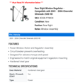 thumbnail image 2 of Rear Right Window Regulator - Compatible with 2001 - 2006 Chevy Silverado 2500 HD 2002 2003 2004 2005, 2 of 2