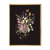 Designart 'Ancient Floral Summer Wildflowers Arrangement' Traditional Framed Canvas Wall Art Print