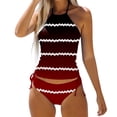 thumbnail image 1 of WEAIXIMIUNG Women Plus Size Maternity Swimsuits Women Swimwear Tankini 2 Piece Normal Swimsuit Backless 2 Piece Printing Adjustable Print Color Padded Strap Bathing Suits SexyL, 1 of 5