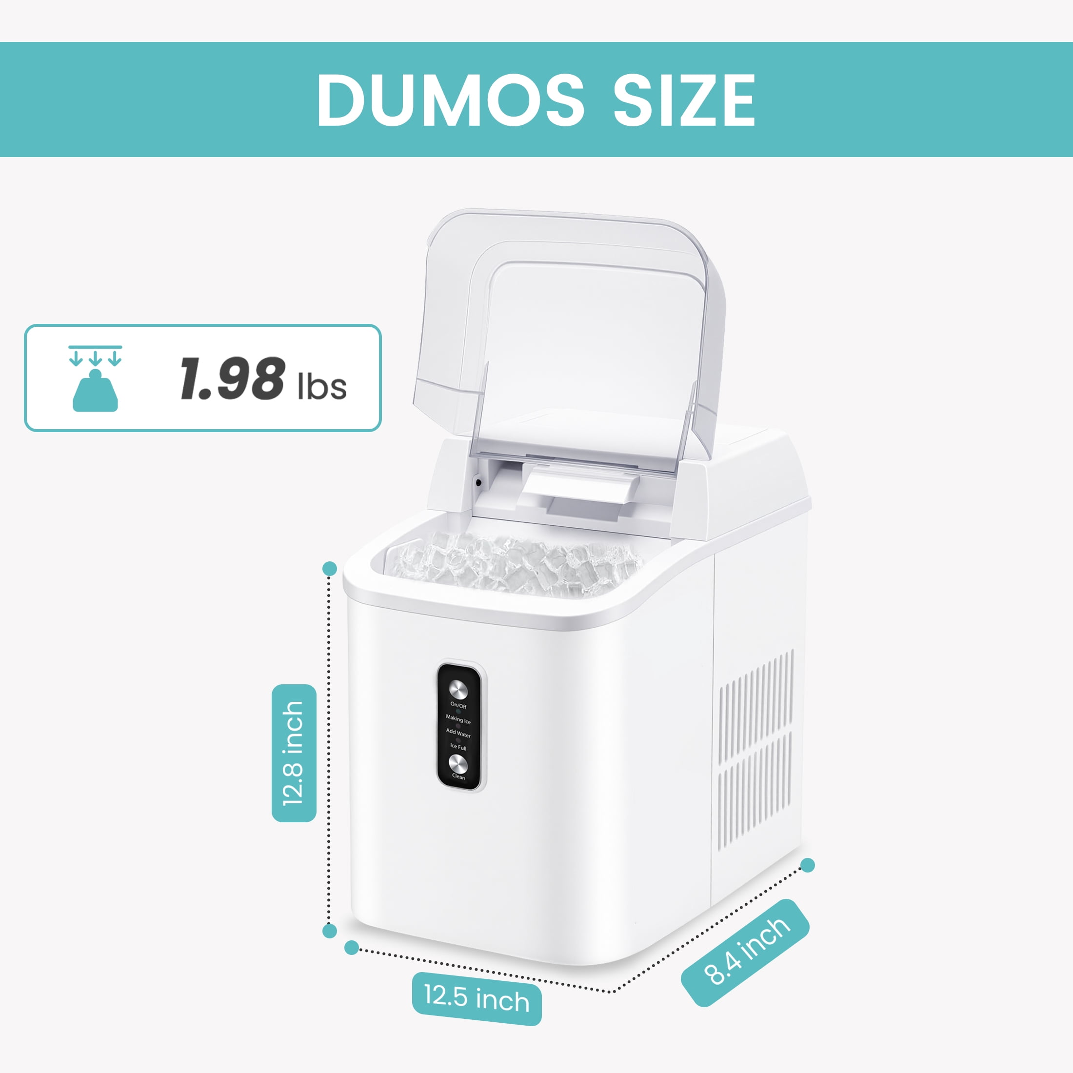 edx Nugget Ice Maker Countertop, 26 lbs/24H , Self-Cleaning Ice Maker , Includes Ice Scoop & 2.65 lbs Removable Basket, White