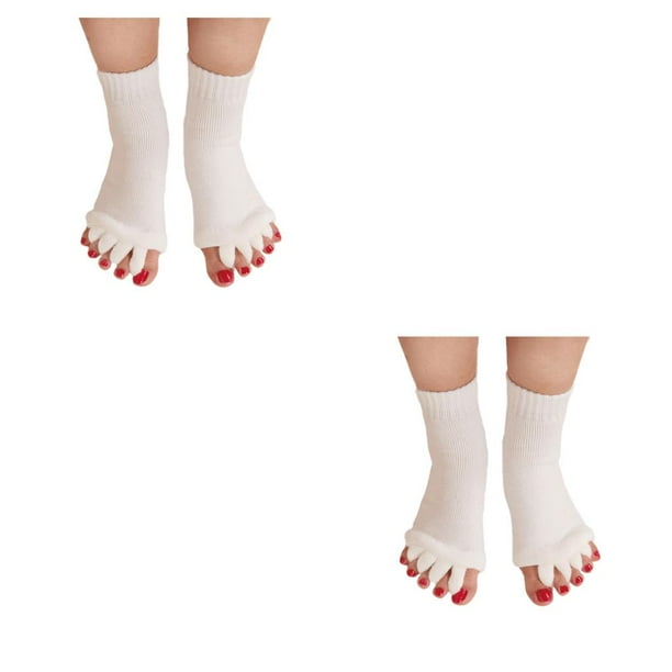 Soidarity 1 Pair 5 Toe Socks Overlapping Color Comfortable Breathable Dressing Solid Separation Relaxing Hosiery blanco 2piezas Soidarity CBP096066