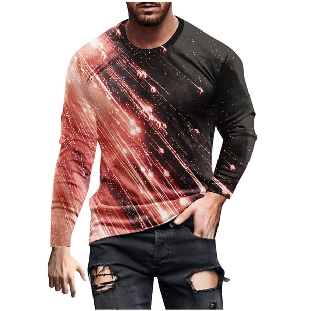 Blusas y camisas de manga larga y cuello redondo para hombre, camisetas casuales con estampado de moda y cuello redondo, blusas de licra de manga corta para hombre.