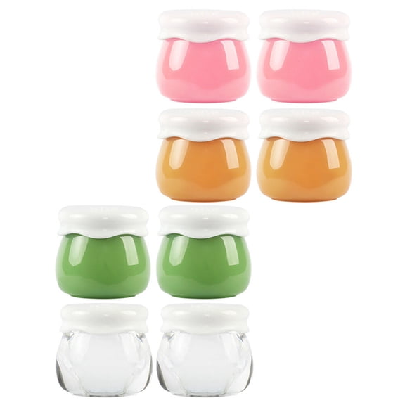KALLORY 8Pcs Small Plastic Cosmetic Jars Travel Containers for Lotion Lip Scrub Storage