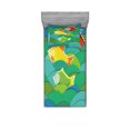 thumbnail image 2 of Ambesonne Nautical Fitted Sheet & Pillow Sham Set, Sea Marine Waves Funky, Queen, Multicolor, 2 of 3