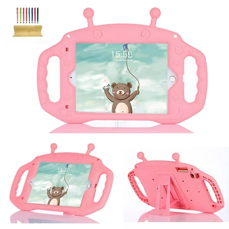 Ipad 2 Cases For Girls iPad 9.7 2017 2018 (5th 6th Generation)/ iPad Air 2 Air 1/ iPad Pro 9.7 Case for Kids, Allytech Kids Shockproof Silicone Stand Heavy Duty Protective Boys Girls Cover with Carrying Handle - Pink ()