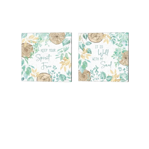 Great Art Now Natures Leaves by Beth Grove 2 Piece Canvas Art Set Each 14W x 14H