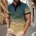 thumbnail image 2 of FUZHIQ Men's Polo Shirts Short Sleeve Gradient Vertical Striped Print Casual Golf Polo Breathable Soft Fabric Business Work Daily Wear Fashion Collared Shirt,XXL, 2 of 6