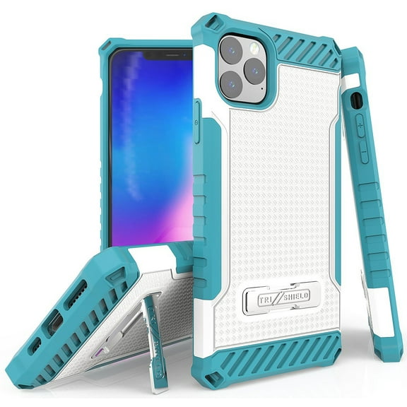 Case for iPhone 11 Pro Max, Tri-Shield [Military Grade] Rugged Cover with Metal Kickstand [Includes Wrist Strap Lanyard] for Apple iPhone 11 Pro Max (2019, 6.5" Model)