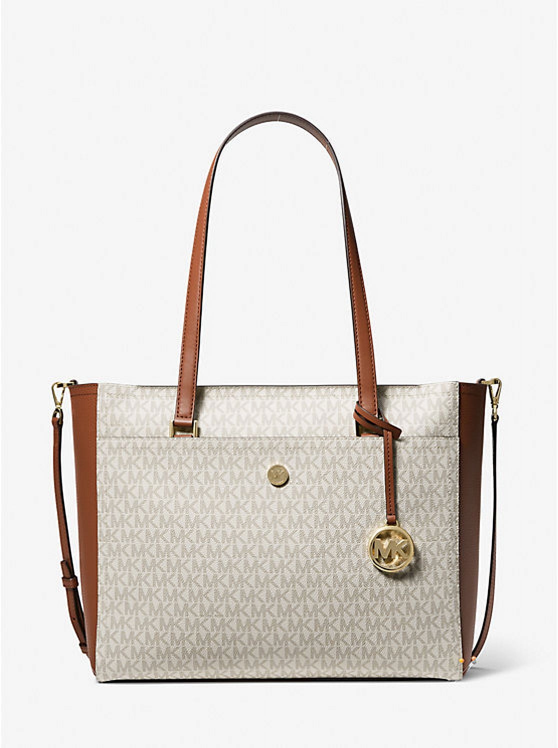 Michael Kors Womens Maisie 3 In 1 Large Top Zip Tote Crossbody Pouch Wristlet MK Signature (Vanilla) 35T1G5MT7B-149