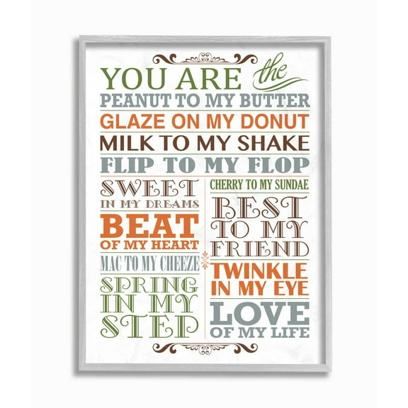 The Kids Room by Stupell You Are Peanut To My Butter Typography Art Framed Wall Art by Irina Urteaga