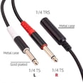 thumbnail image 4 of 6.35mm 1/4" Stereo Female To Dual 6.35 Male Y Splitter Adapter Cable 6.5mm, 4 of 5
