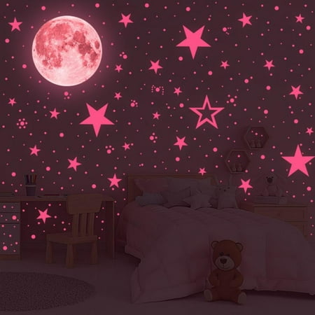 

Glow in The Dark Stars for Ceiling Glow in The Dark Stars and Moon Wall Decals 735 Pcs Ceiling Stars Glow in The Dark Kids Wall Decors Perfect for Kids Nursery Bedroom Living Room