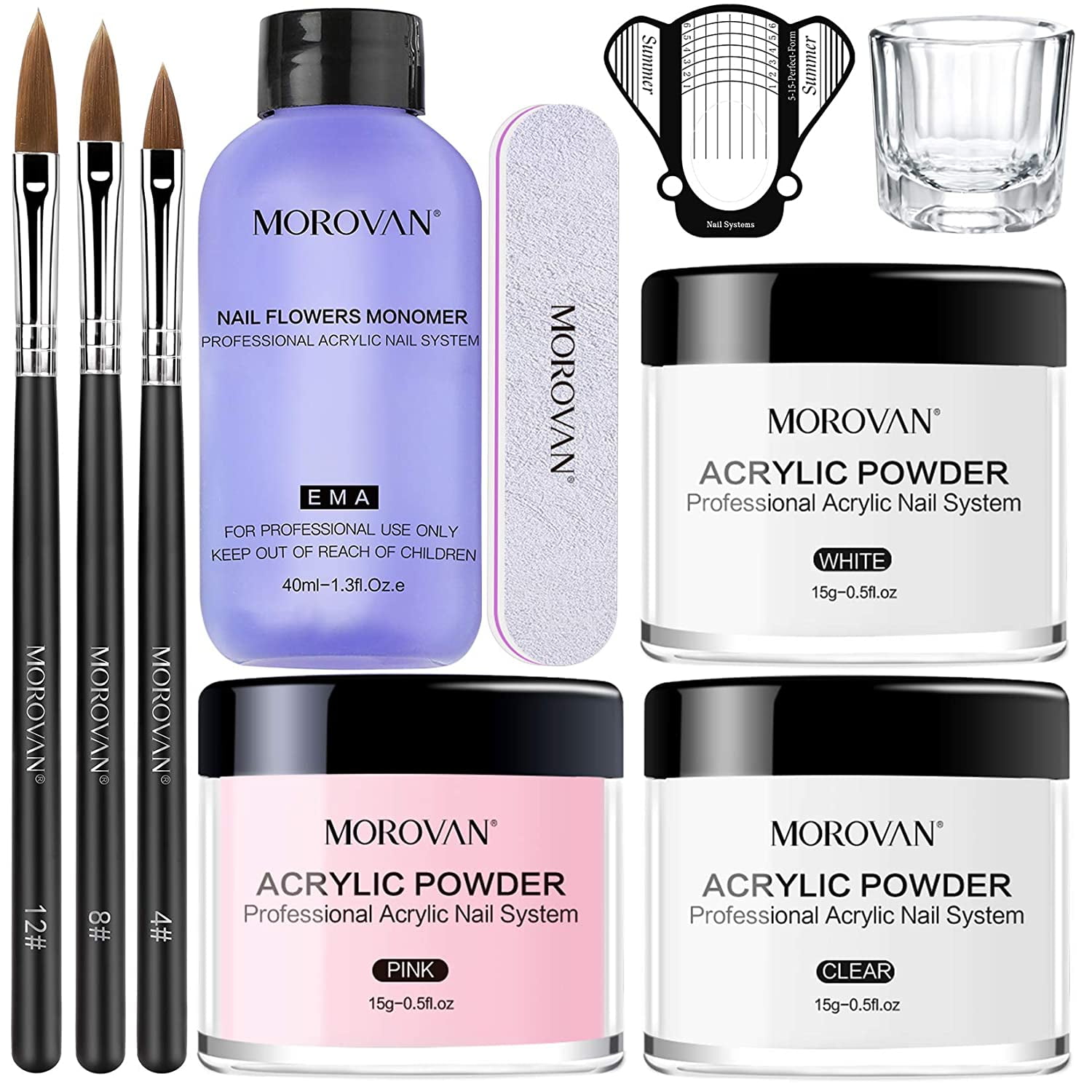 MOROVAN Nail Professional Acrylic Powder Monomer Liquid Set 